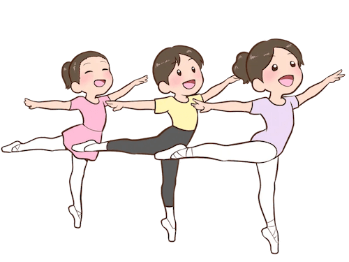 バレエレッスンをしている子供たち